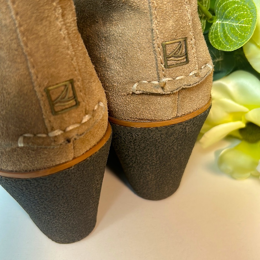 SPERRY Stella Wedge LEATHER Tan Ankle BOOTIES Size 7.5 - Picture 4 of 9